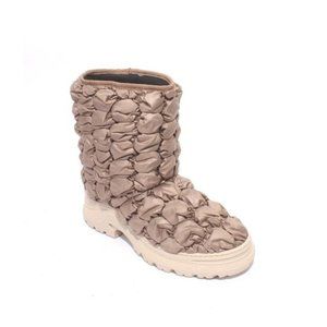 FRAU 44b Light Beige Puffy Boots Pull-On Ankle Comfort Boots